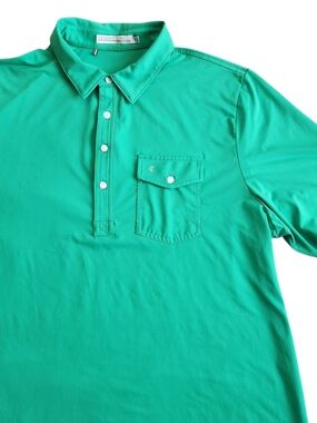 Criquet Golf Polo Shirt Men's 2XL Green Performance Stretch Pocket Casual Resort